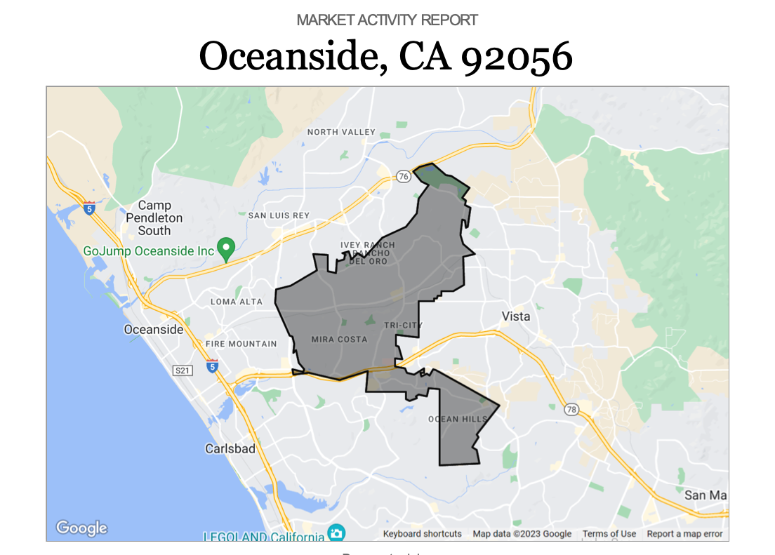 Oceanside California 92056 Housing Market Activity