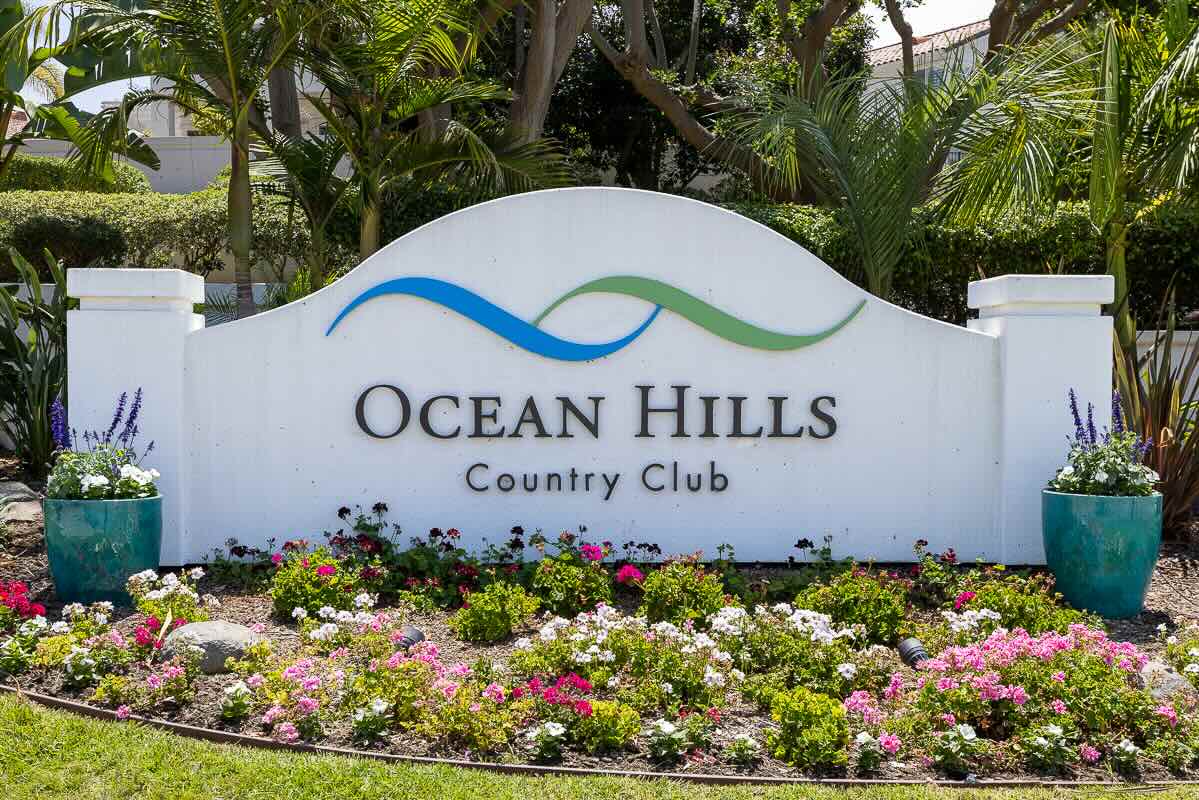 Ocean Hills Country Club entrance sign in Oceanside, California
