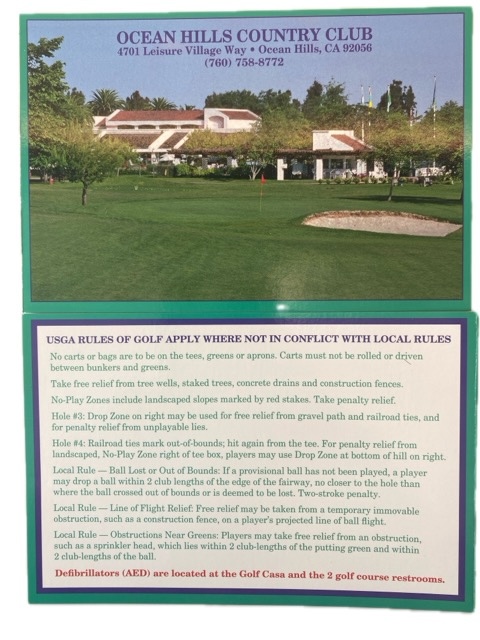 Ocean Hills Country Club Golf Course Rules
