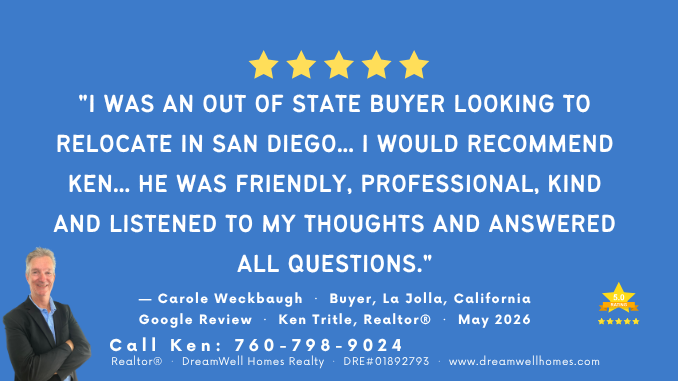 Reviews for Ken Tritle San Diego California La Jolla Buyer Best Realtor® Ken Tritle Zillow Review on April 2 2026
